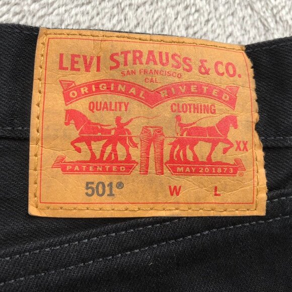 Levi's Men Jeans Size 46x29 501 Original Fit Straight Black Denim Classic Casual - Picture 3 of 12